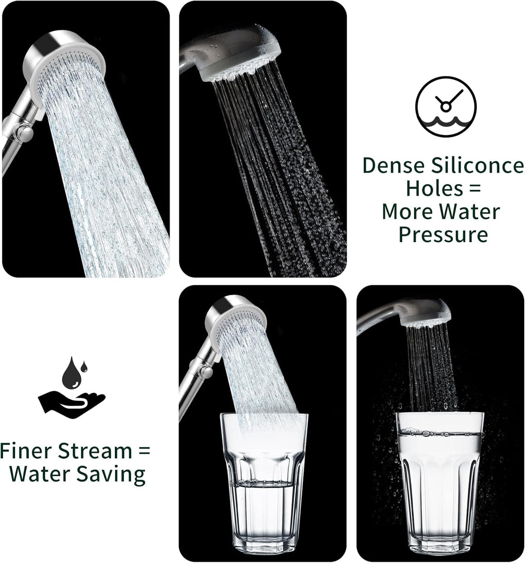 Duschkopf Handbrause mit Filter 360° Rotierende Wassersparender Hochdruck, 5 Strahlarten und Stop Ta