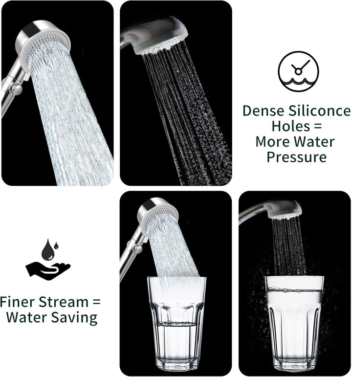 Duschkopf Handbrause mit Filter 360° Rotierende Wassersparender Hochdruck, 5 Strahlarten und Stop Ta