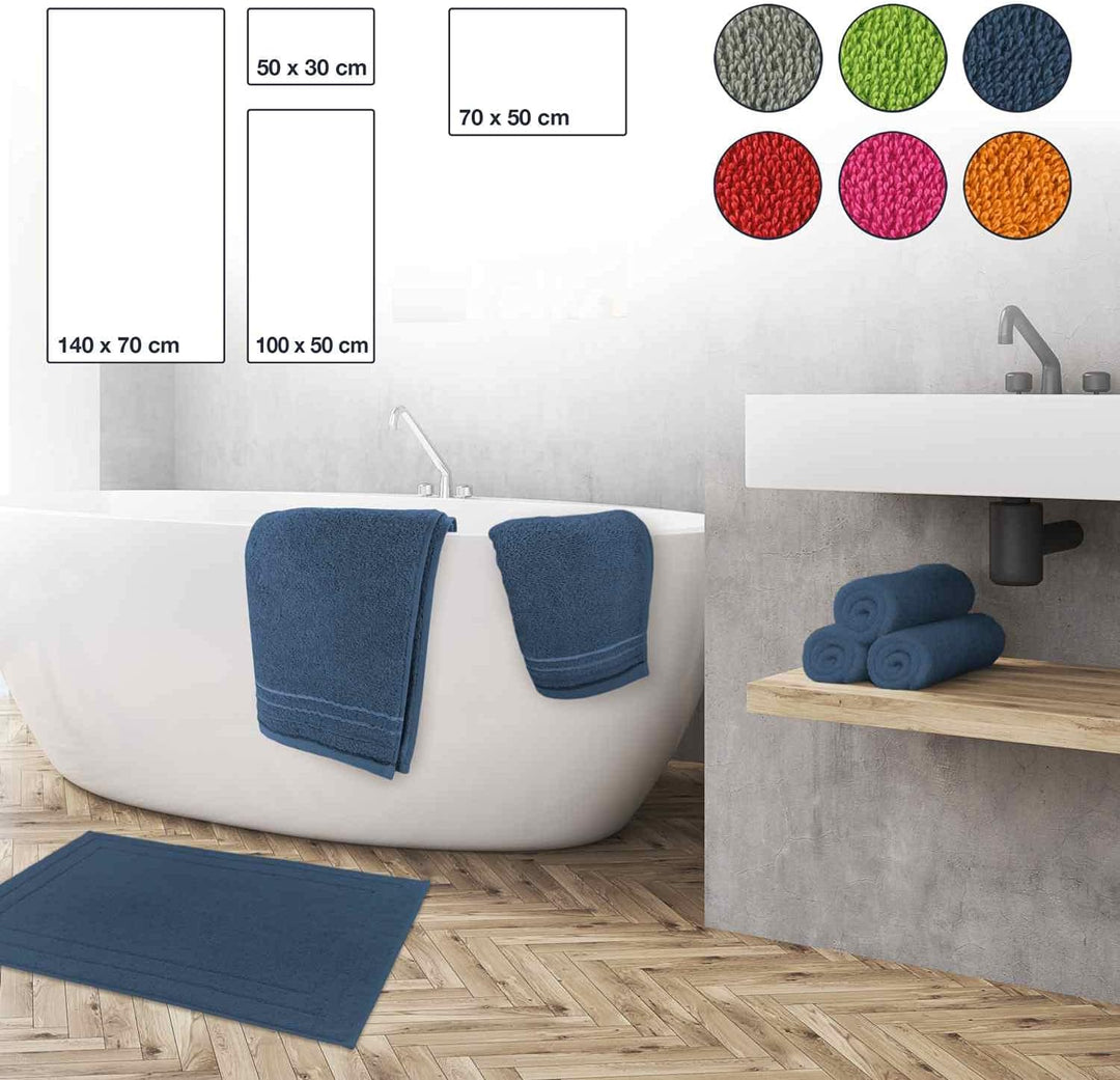 WohnDirect Duschtuch Set 2 teilig - 2 Badetücher (70x140) - Frottee 100% Baumwolle - Orange 2 Badetü