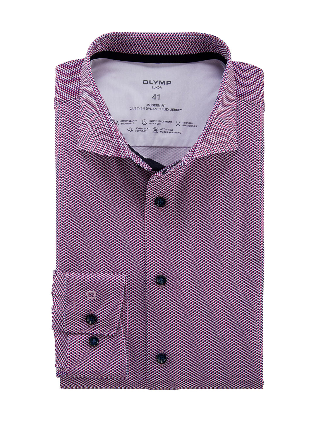OLYMP Herren Businesshemd Langarm Luxor 24/Seven,modern fit,Kent-Kragen 40 Fuchsia 95, 40 Fuchsia 95
