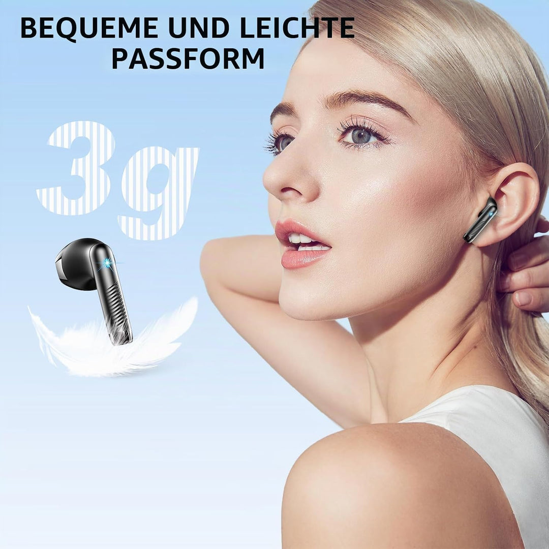 Kopfhörer Kabellos Bluetooth 5.4, Bluetooth Kopfhörer HiFi Stereo mit 4 ENC Noise Cancelling Mic, 40