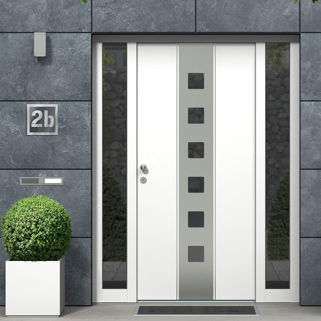 Hausnummer aus V2A Edelstahl 120x120mm - Anthrazit Metallic - Wetterfest Rostfrei Individuell anpass