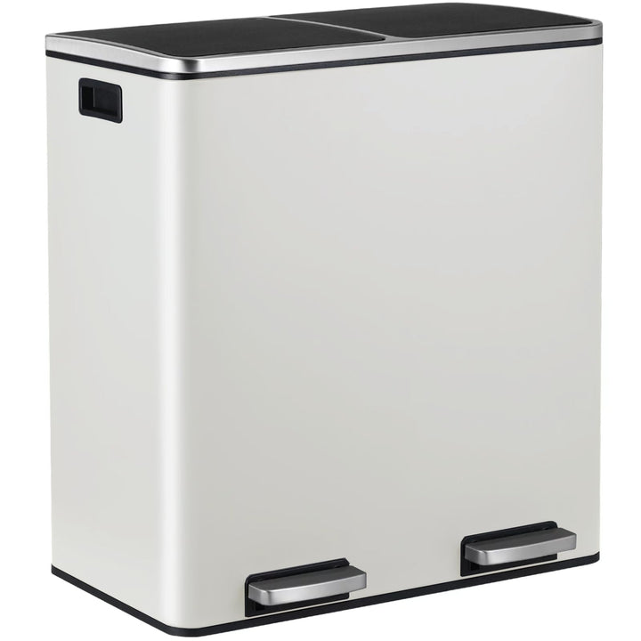 LIFERUN Mülleimer 2 Fächer, Abfalleimer Küche 60L (2x 30 Liter), aus Metall, mit Softclose Deckel, 2
