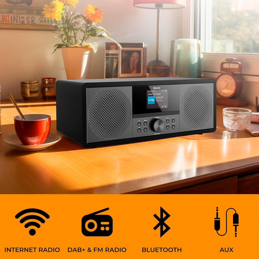 Denver MIR-270B Internet CD-Radio Internet, DAB+, UKW AUX, Bluetooth®, CD, Internetradio, UKW, schwa