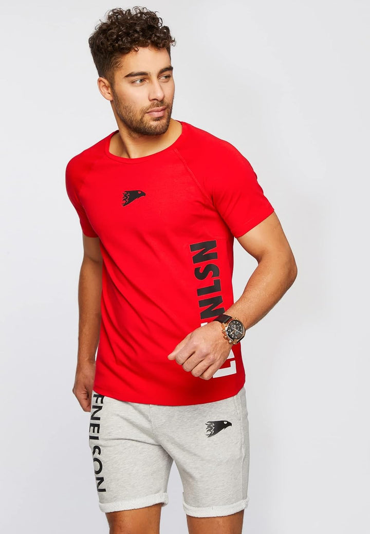 Leif Nelson Gym Herren Fitness T-Shirt Slim Fit Moderner Männer Bodybuilder Trainingsshirt Kurzarm T