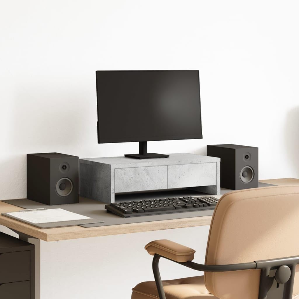 vidaXL Monitorständer, Schreibtischaufsatz mit Schubladen, Unterbau Bildschirm Laptop Ständer, Tisch