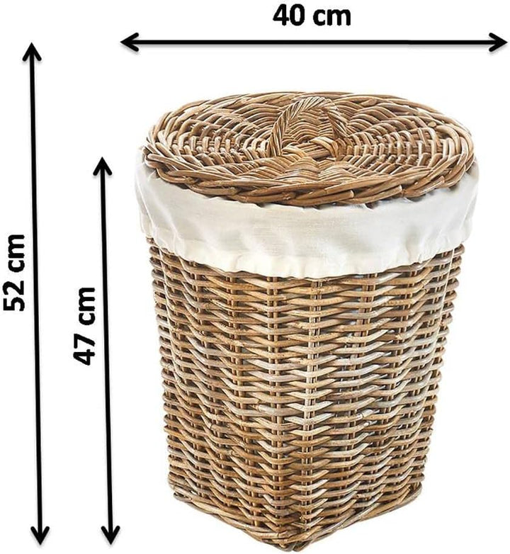 Kobolo Wäschebehälter Wäschetonne Wäschesammler KUBUS - Rattan - grau - 40x40x48 cm, 40x40x48 cm