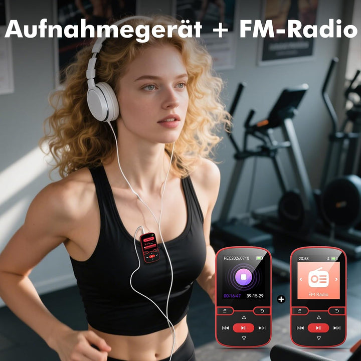 64GB mp3 Player Bluetooth 5.3 mit Clip,Music MP3-Player Kinder HiFi-Sport-Musikplayer, 1,5 Zoll MP3-