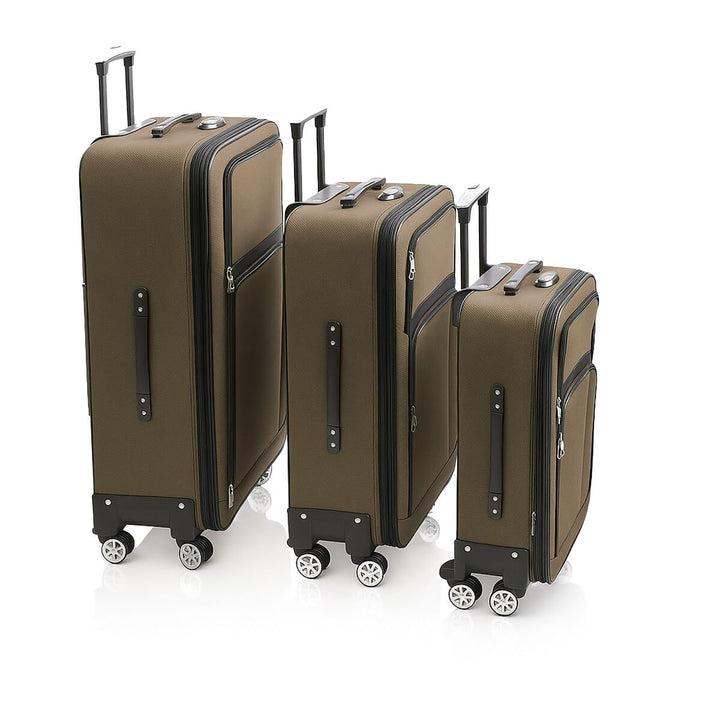 Generisch Kofferset 3-teilig – Trolley Set mit 4 Rollen & Zahlenschloss | Weichschalenkoffer in M/L/