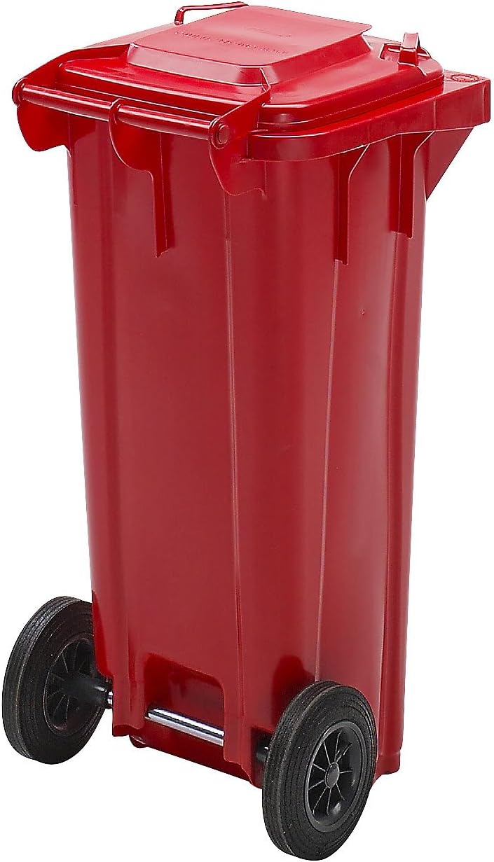 eurokraft | Mülltonne aus Kunststoff DIN EN 840 | Volumen 120 l | BxHxT 505 x 1005 x 555 mm | rot