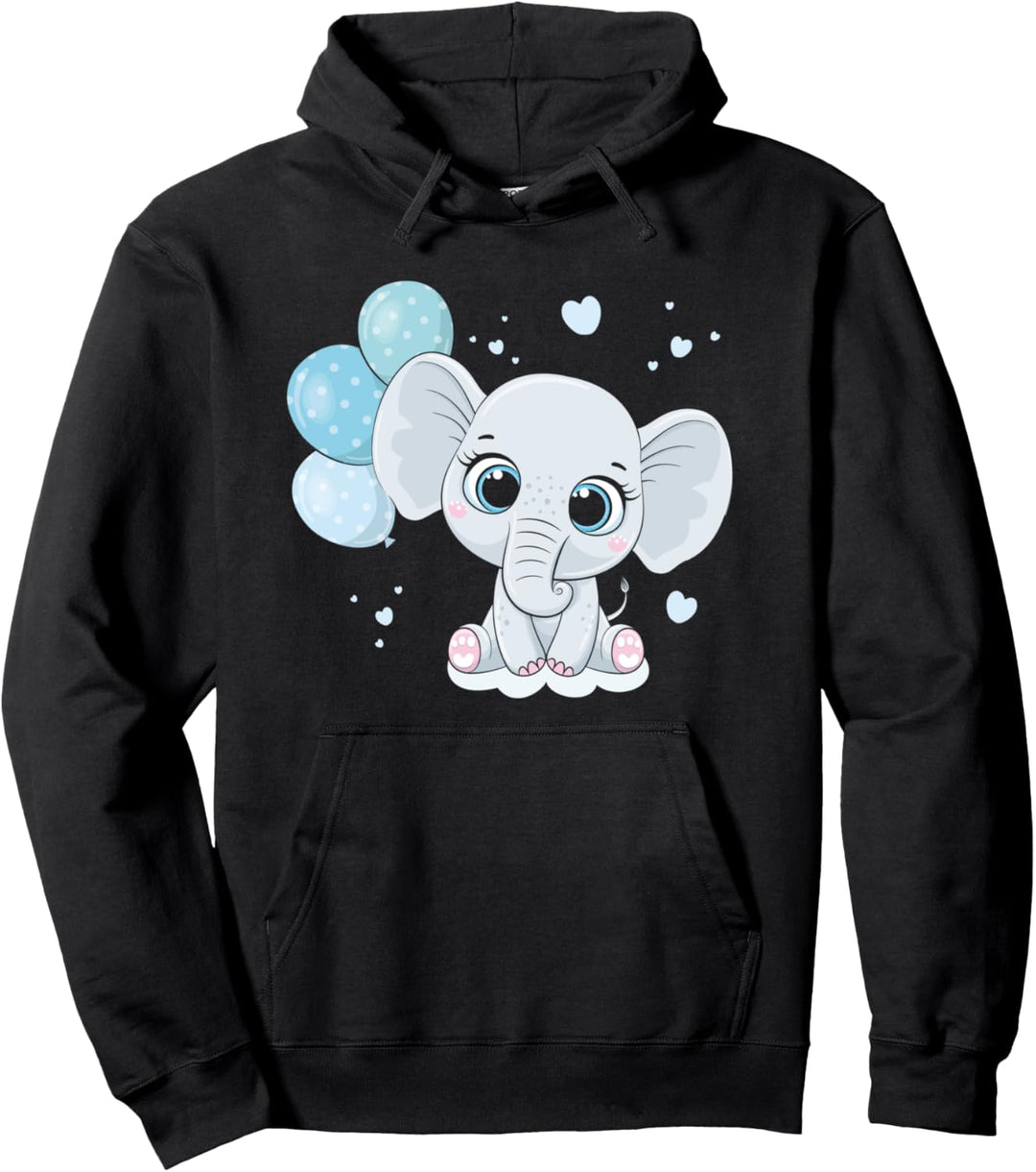 Süsser Niedlicher Elefant Herz Liebe Rüsseltier Luftballons Pullover Hoodie