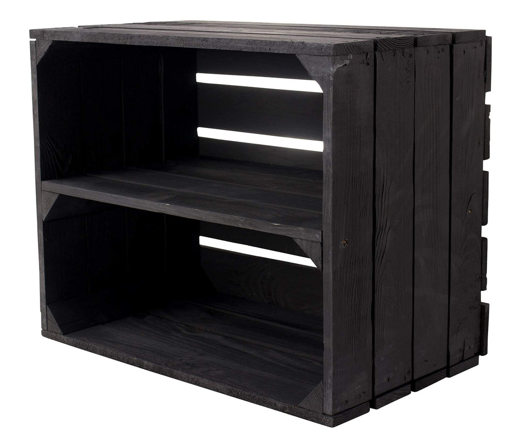 Schwarze Obstkisten Weinkiste Wohnzimmer Black Holzkiste Küche Holzkiste Regal 50x40x30cm (2 schwarz