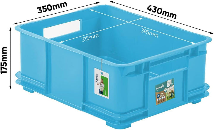 3x Euro Stapelbox 20l - 43 x 35 x 18 cm - Eco Aufbewahrungsbehälter Euro-box Stapelkasten Transport