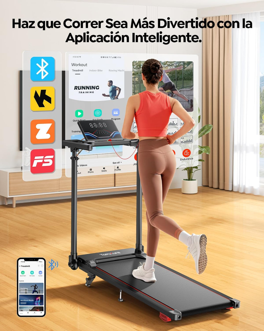 Laufband für Zuhause 12km/h, 6 IN 1 Elektrisches Laufband mit 10% Steigung, 1080MM Einziehbares Stei