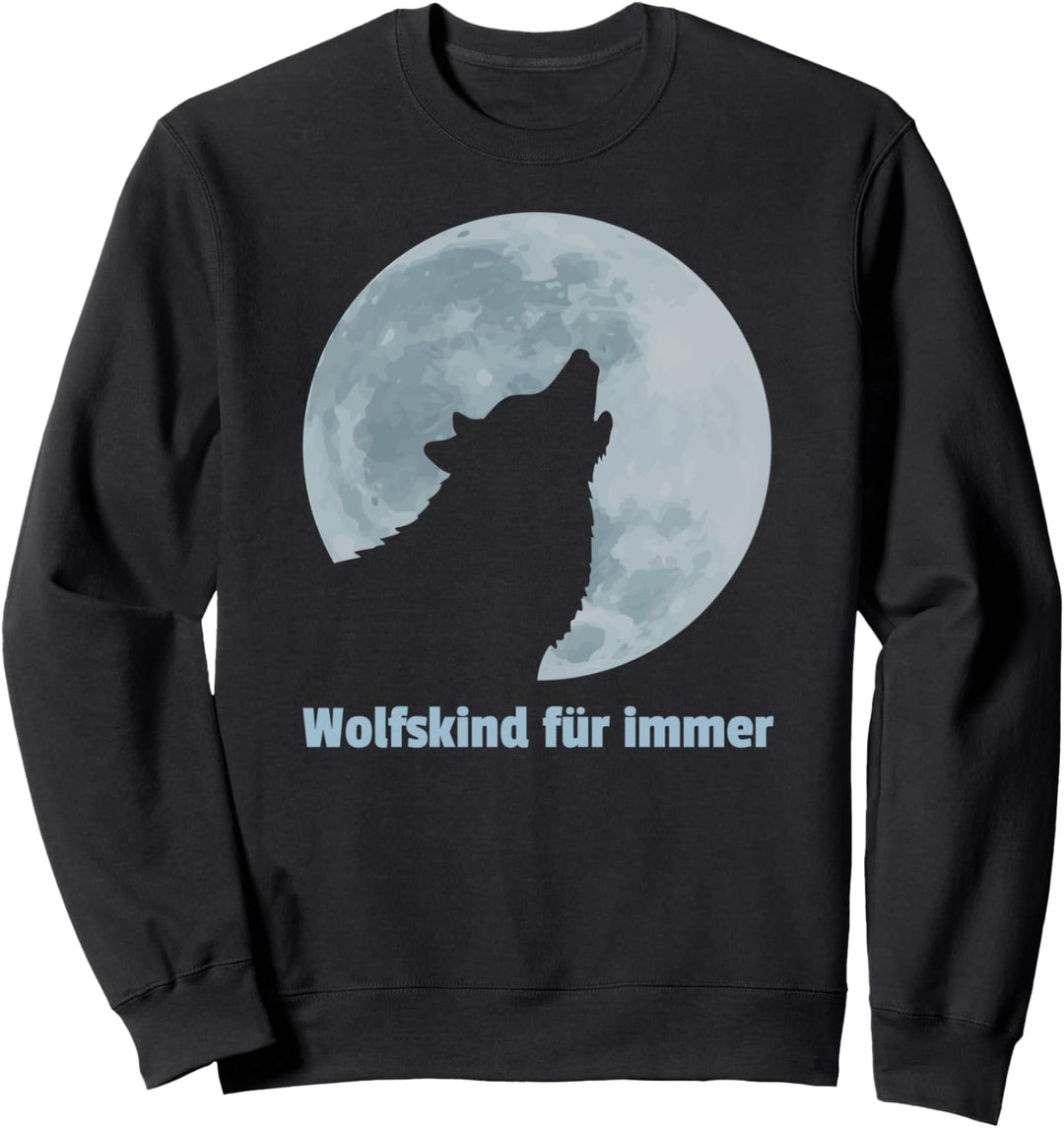 Wolfskind Wolf Im Vollmond Heulend Wald Kinder Jungen Mädels Sweatshirt