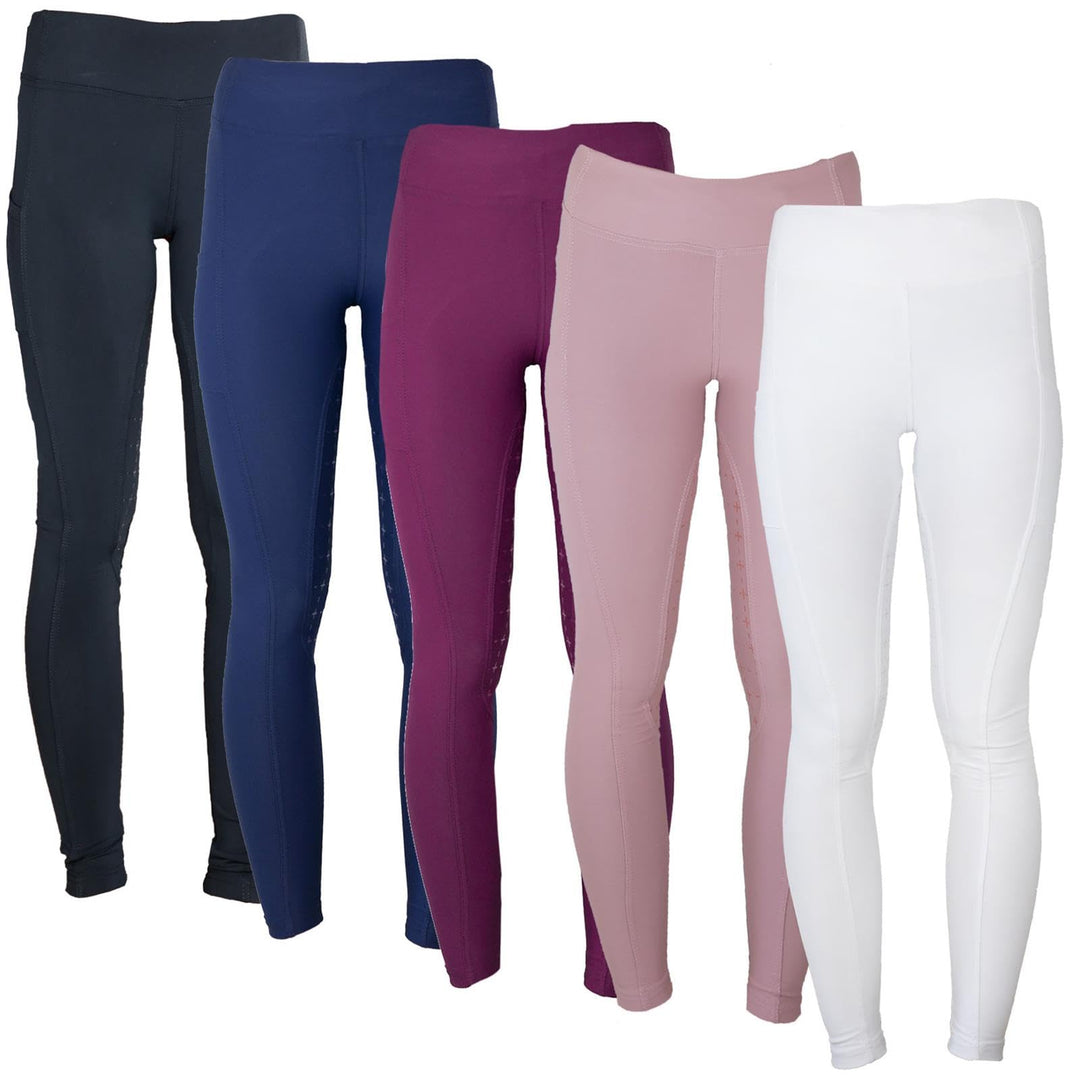 MS-Trachten Reitleggings Kinder Silikonvollbesatz mit Handytasche Reithose Mädchen Tessa 146-152 Dun