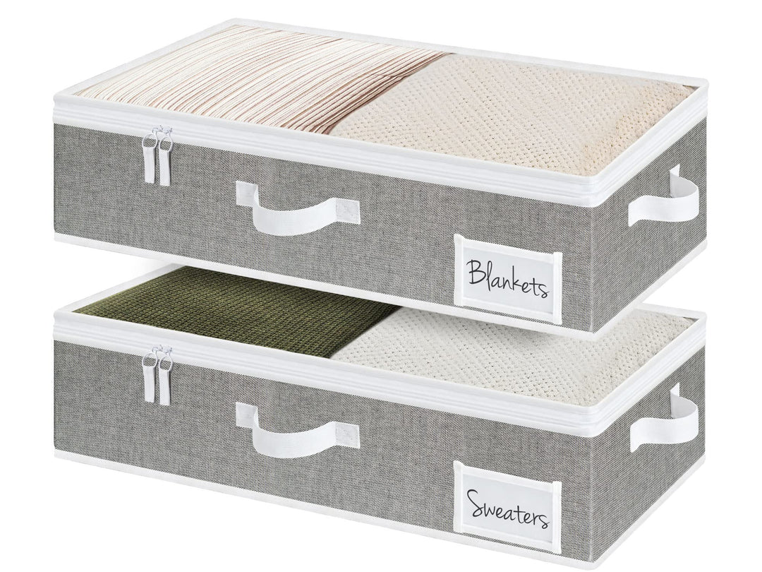 StorageWorks Unterbett Aufbewahrungsbox mit Deckel, Stoff Unterbettkommode mit Griffen, faltbare Unt
