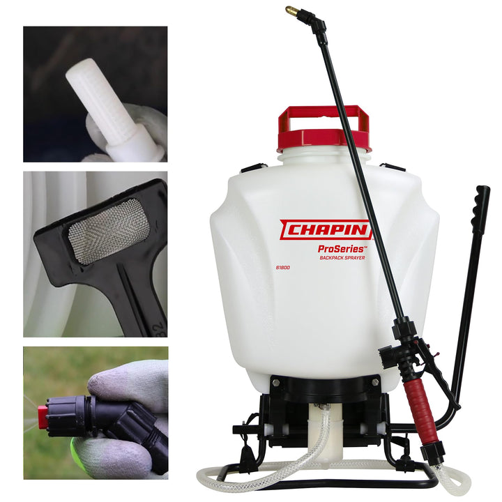 Chapin 61800 Rucksacksprüher 1,2 l, durchscheinendes Weiss Rucksack-Sprayer, einstellbar, Fächerdüse