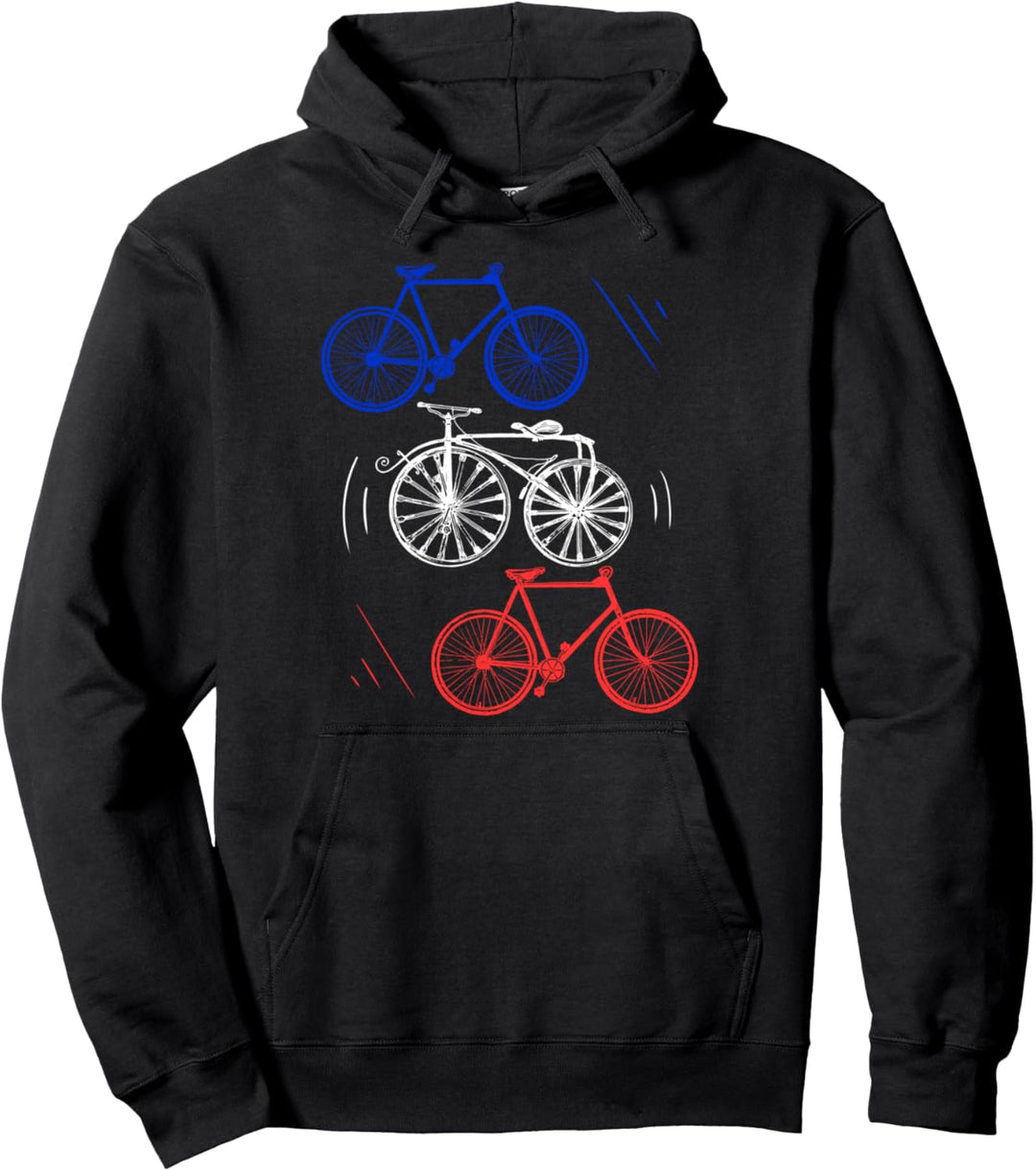 Französische Flagge Farben Frankreich Fahrrad Radfahren Pullover Hoodie