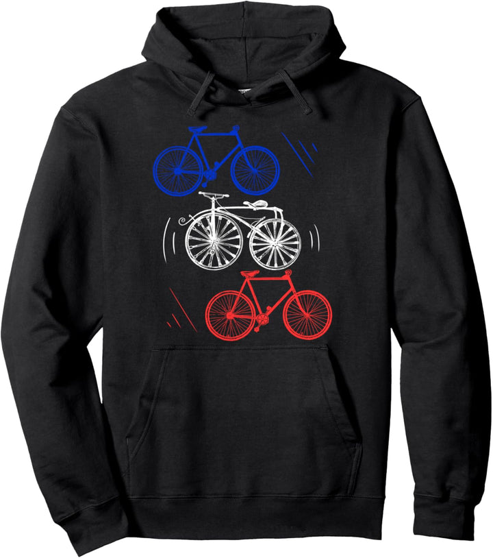 Französische Flagge Farben Frankreich Fahrrad Radfahren Pullover Hoodie