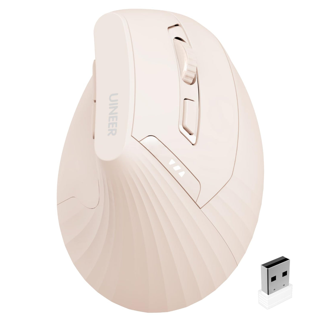 Uineer Vertikale Maus kabellos, 2,4G ergonomische Maus mit Akkuanzeige, 4 Stufen DPI, computermaus f