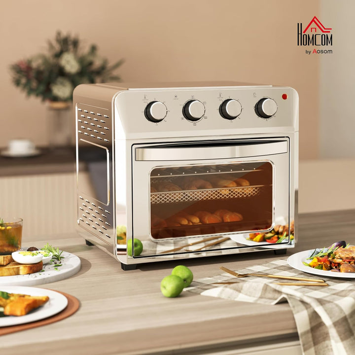HOMCOM Mini Backofen mit Umluft 24 L 1600W 90-230℃ Heissluftofen mit 60 Min. Timer, Heissluftfritteu
