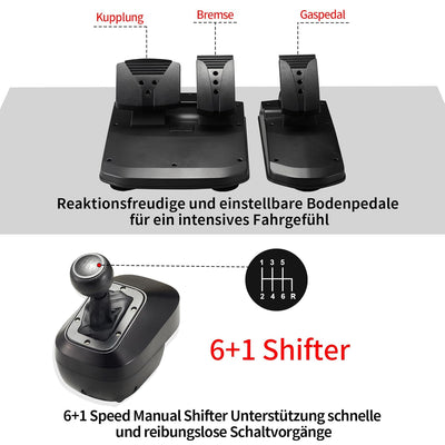 NBCP PS4 Lenkrad mit Pedale und Schaltung, Gaming Lenkrad PS4 1080° Fahrsimulation Auto Simulator mi