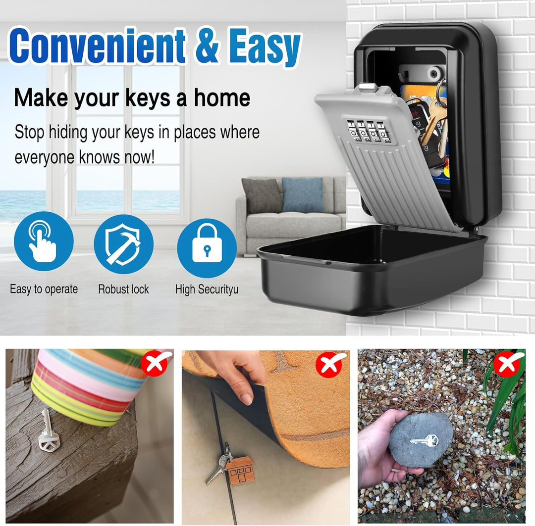 Schlüsseltresor mit Zahlencode, Gross Schlüsselsafe Aussen 4 Stellig Wasserdicht Schlüsselbox mit Co