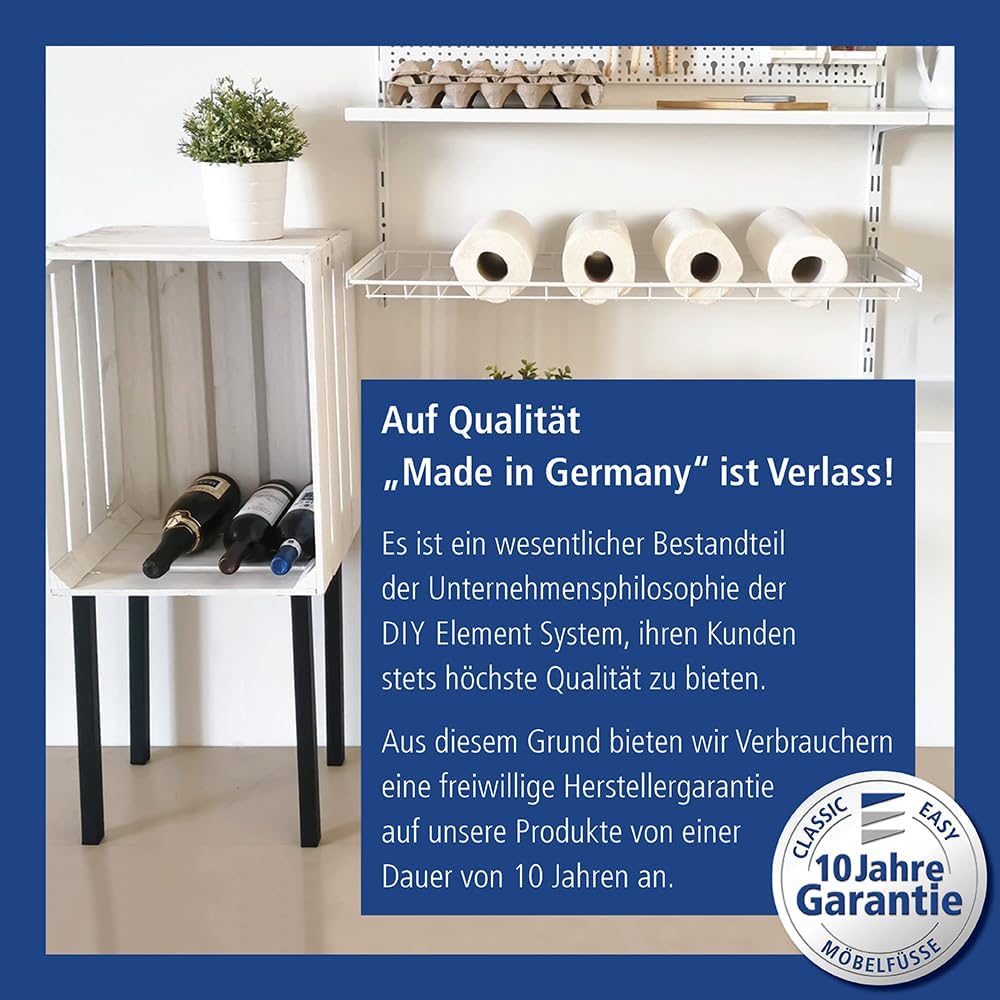 DIY Element System Möbelfuss eckig – Vierkant-Metallfuss, ideal als Tischbein für die Gestaltung ind