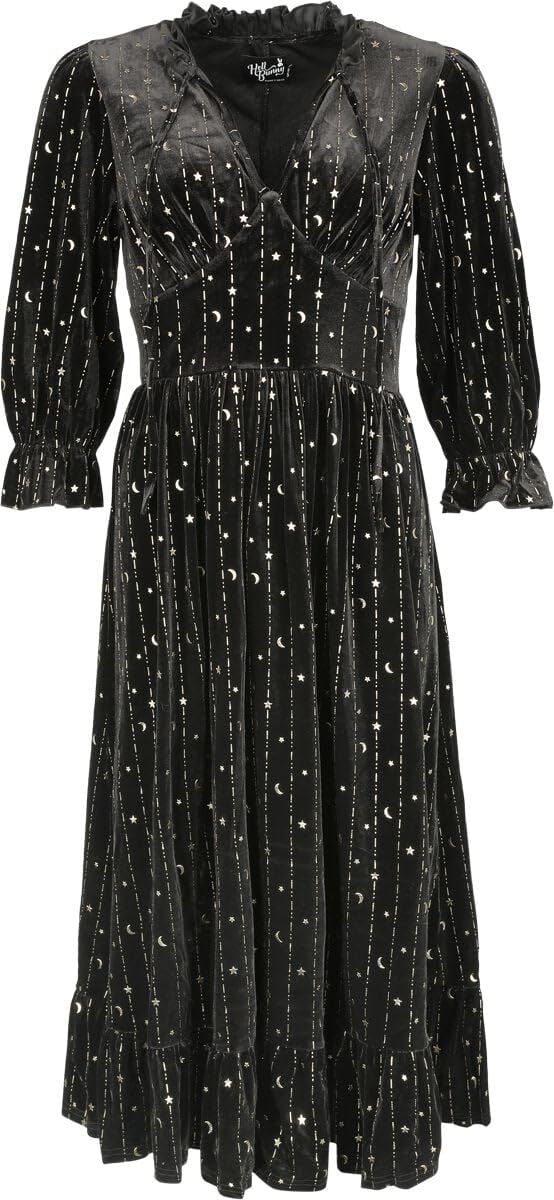 Hell Bunny Galactica Dress Frauen Mittellanges Kleid schwarz XL Schwarz, XL Schwarz