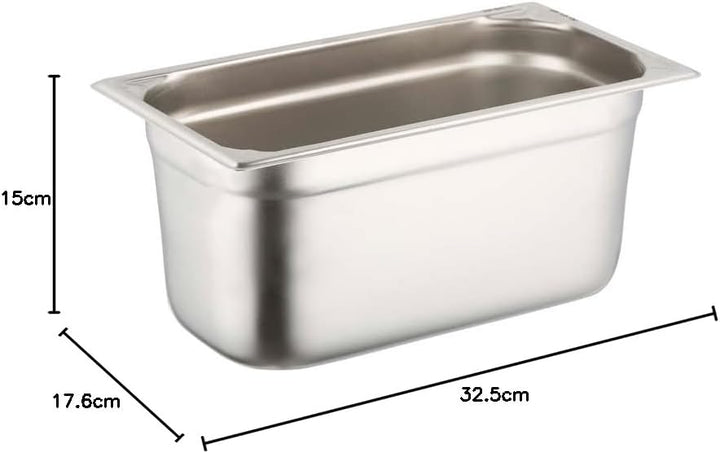 METRO Professional GN-Behälter 1/3, Edelstahl, Höhe 150 mm, lebensmittelechter und hitzebeständiger