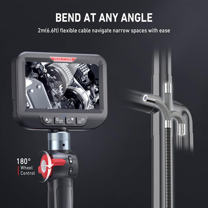 Ralcam Endoskopkamera mit Licht Endoscope Camera - Endoskop 6,2mm Inspektionskamera 4,3" HD 720P Roh