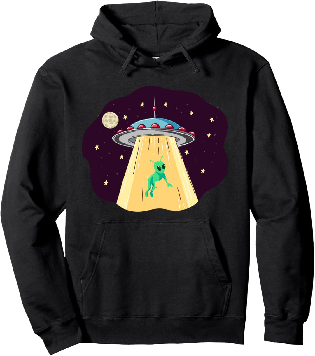 Ausserirdische Entführung Retro-fliegendes Raumschiff UFO Pullover Hoodie
