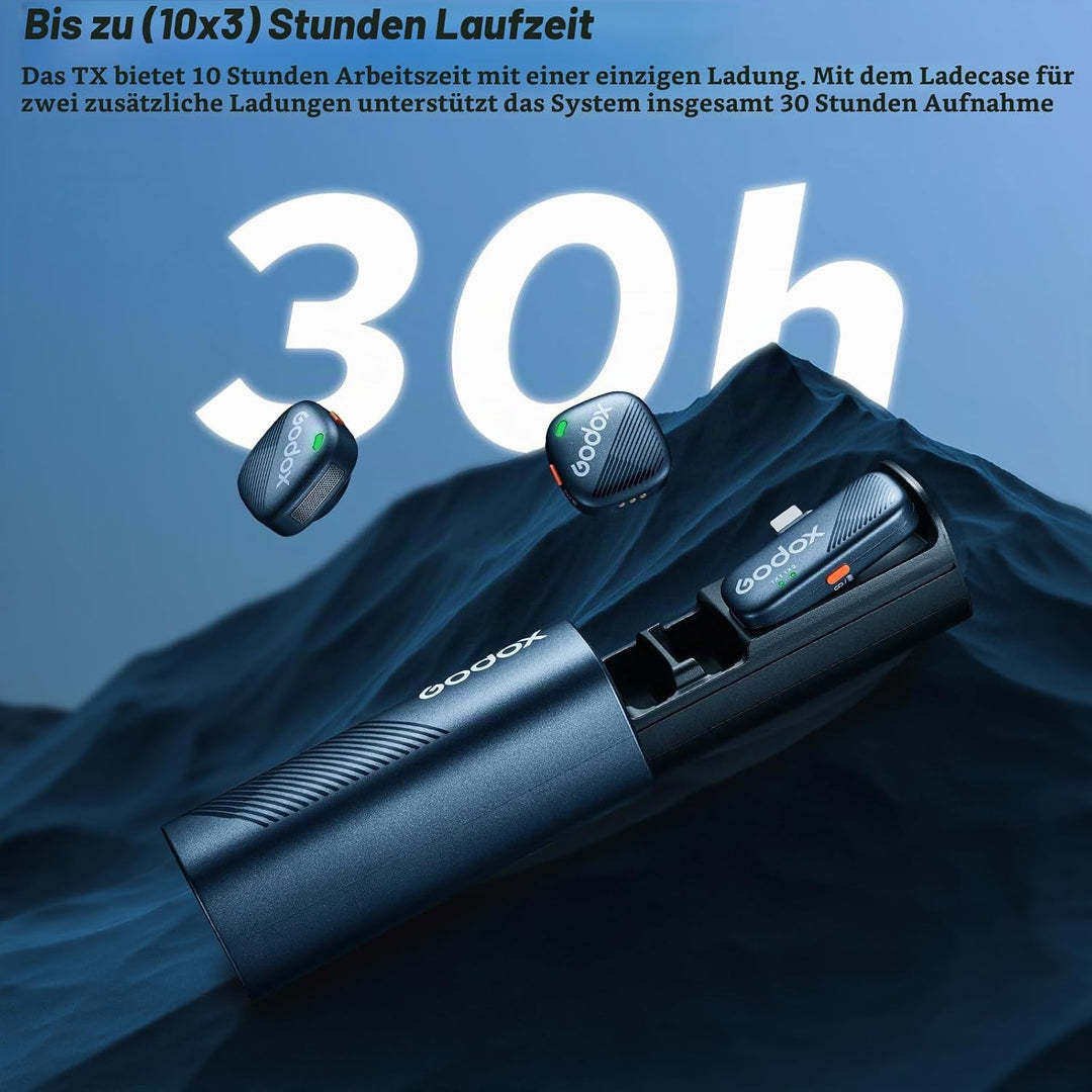 Godox Cube-SC Kit2 Wireless Lavalier Mikrofon für iPhone 15,Android, USB C, 8H Akkulaufzeit, 2.4G Wi