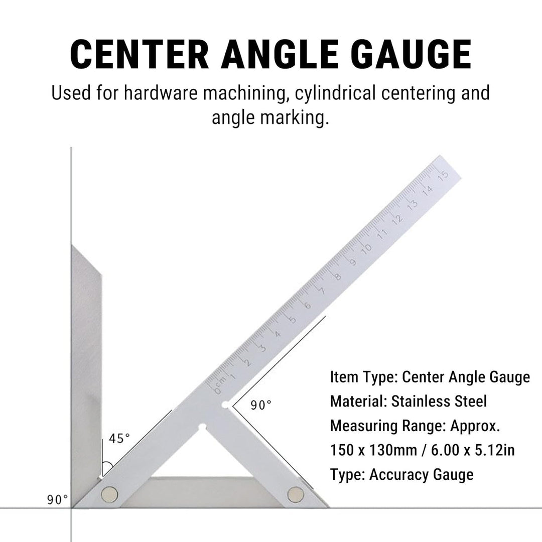 150 X 130 mm Zentrierwinkel Mittenfinder, Mittelmarkierungslehre Winkelmessgerät Zentrierwinkelsuche