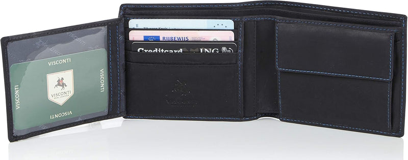 Visconti Trifold Leder Herren Geldbörse Hunter Wallet (701) RFID: (Blau (Blue)) Blau ( Blue), Blau (