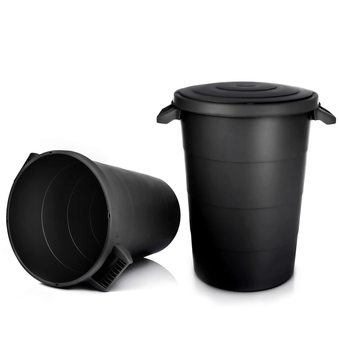 BigDean 2X wetterfeste Universaltonne mit Deckel und 2 stabilen Tragegriffen 80 Liter SCHWARZ - Rege