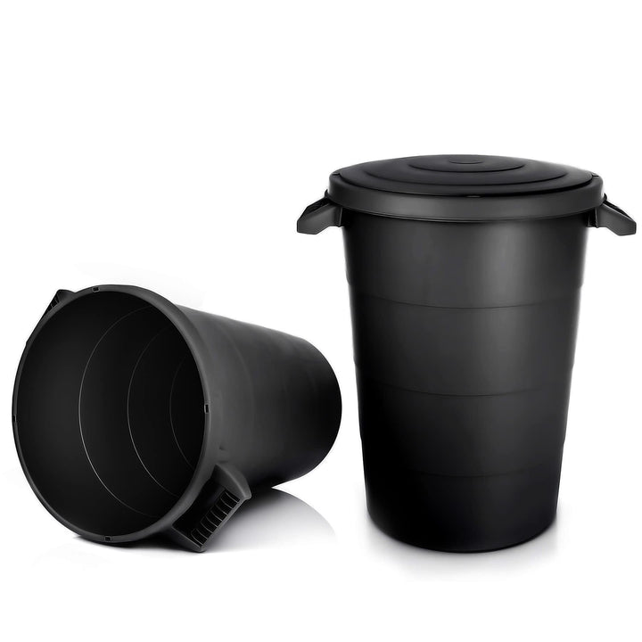 BigDean 2X wetterfeste Universaltonne mit Deckel und 2 stabilen Tragegriffen 80 Liter SCHWARZ - Rege