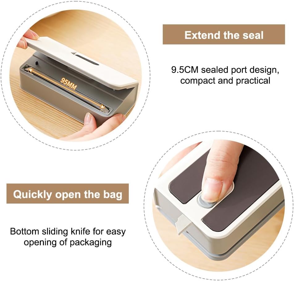 Mini Folienschweissgerät, 2 in 1 USB Beutelverschliesser mit Cutter, 6-Gang-Steuerung, Tragbare Vers