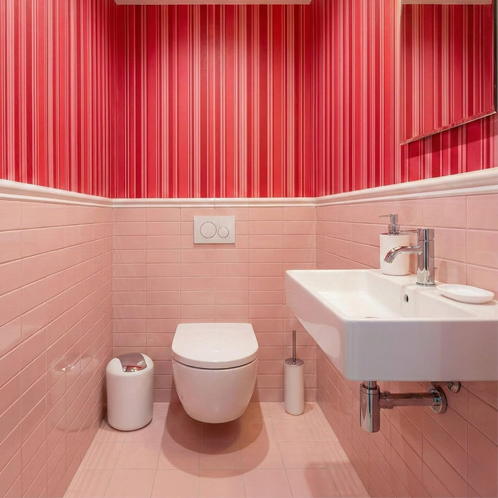 Badezimmer Set 6-teilig, Badaccessoires Komplettset Kunststoff, WC Garnitur mit Klobürste, Mülleimer