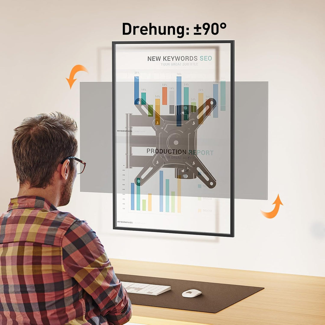 ELIVED TV Wandhalterung Schwenkbar Neigbar, Fernseher Wandhalterung Ausziehbar für die meisten 14-42