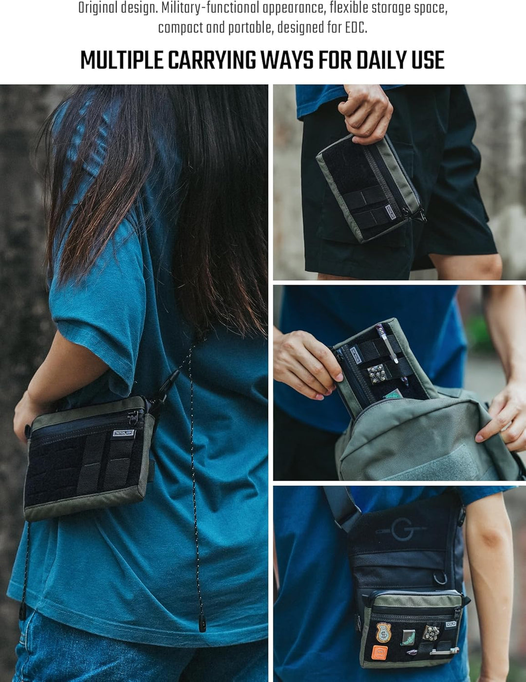 TACTICAL GEEK Block H EDC Tasche, Nylon Multifunktions Tasche, Mehrere Tragemöglichkeiten Tasche mit