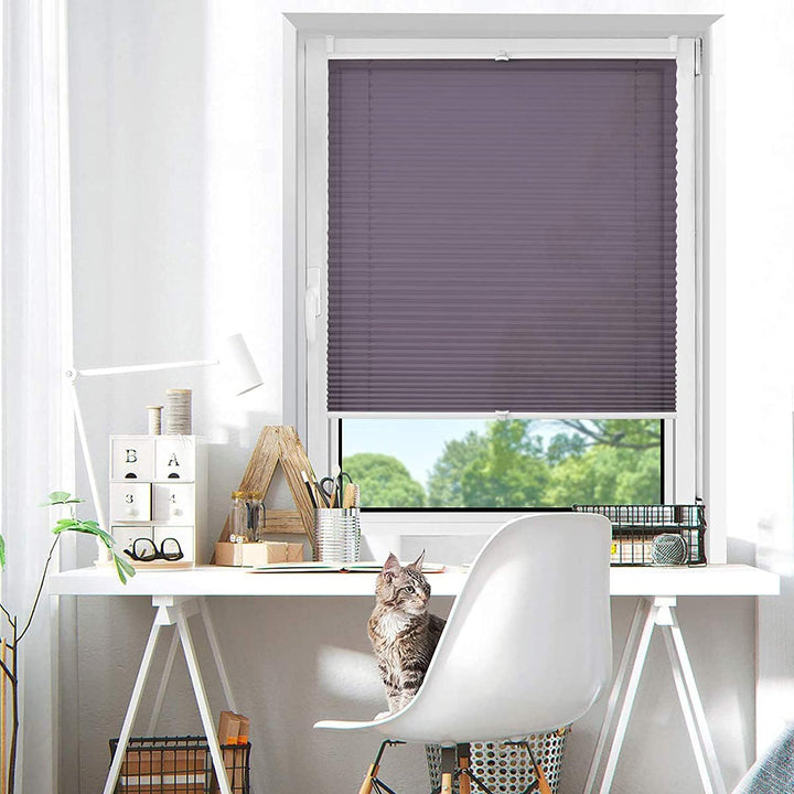 OUBO Plissee ohne Bohren Klemmfix, Anthrazit 115x120cm (BXH), Jalousie Easyfix Faltrollo mit Klemmtr