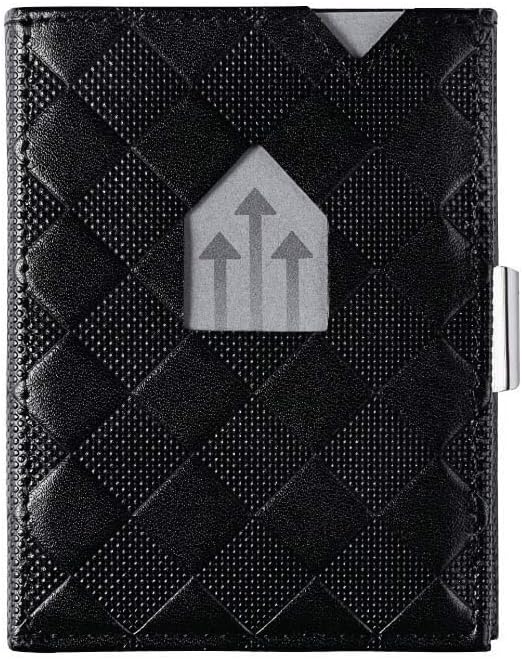 EXENTRI Leder Dreifachgefaltete Brieftasche aus Chess - RFID- Schutz mit Verschlussclip aus Edelstah