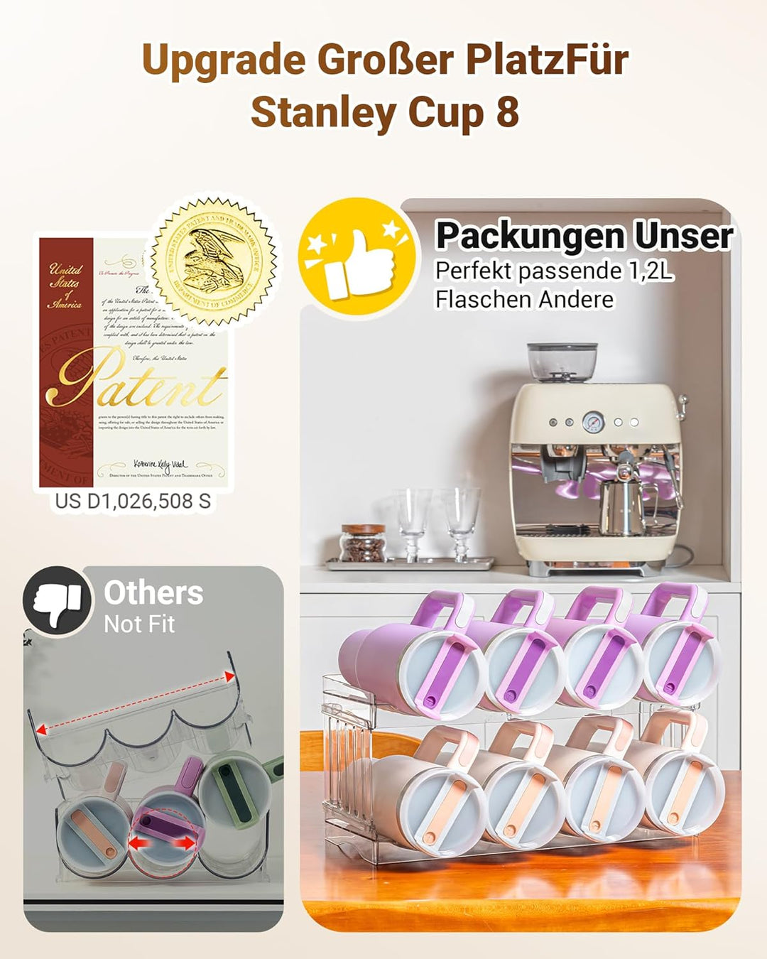 Grösser Flaschenhalter, Schrank Organizer für Küche, Flaschenregal Stapelbar für Küchen Organizer, W