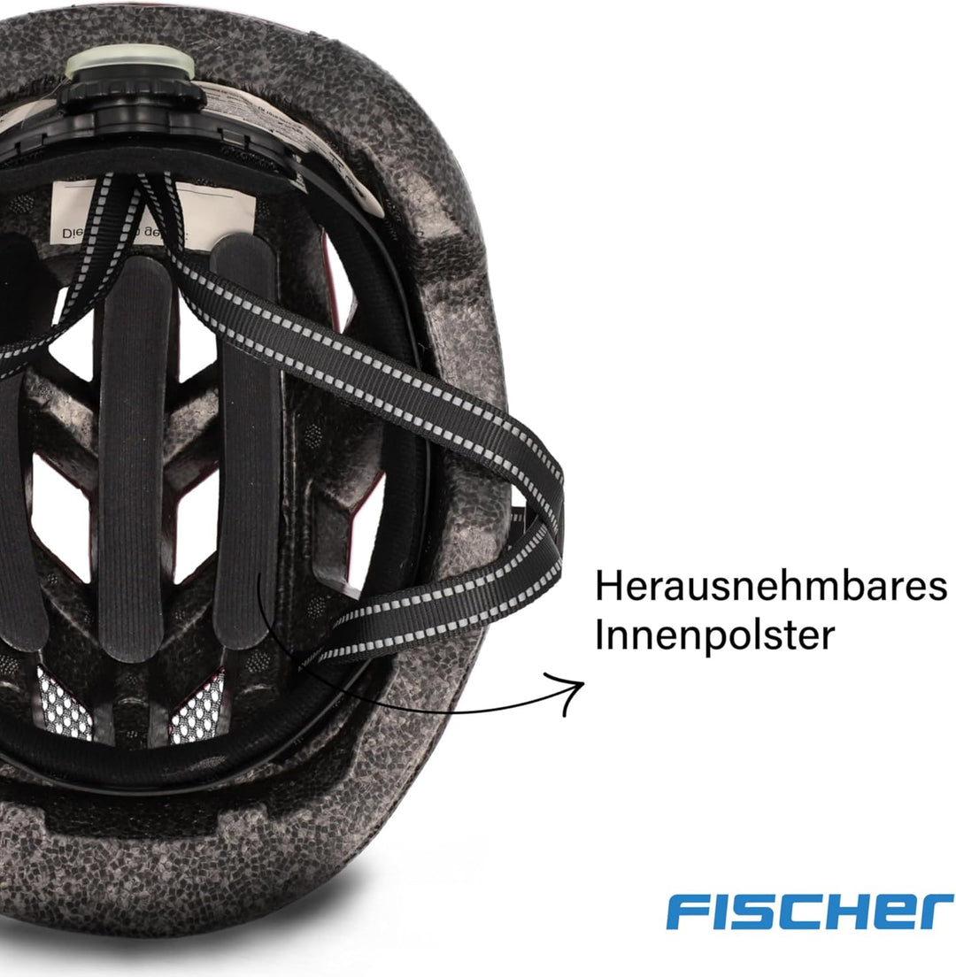FISCHER Kinder-Helm, Fahrradhelm, Jugendhelm mit integriertem LED-Rücklicht, XS/S, 48-54cm Fairy, Fa