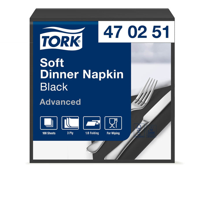 Tork 470251 Soft Dinnerservietten Schwarz 1/8 Falz / 3-lagige Papierservietten / Ideale Grösse für e