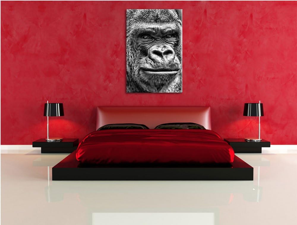 Pixxprint stolzer Gorilla als Leinwandbild/Grösse: 100x70 cm/Wandbild/Kunstdruck/fertig bespannt, 10