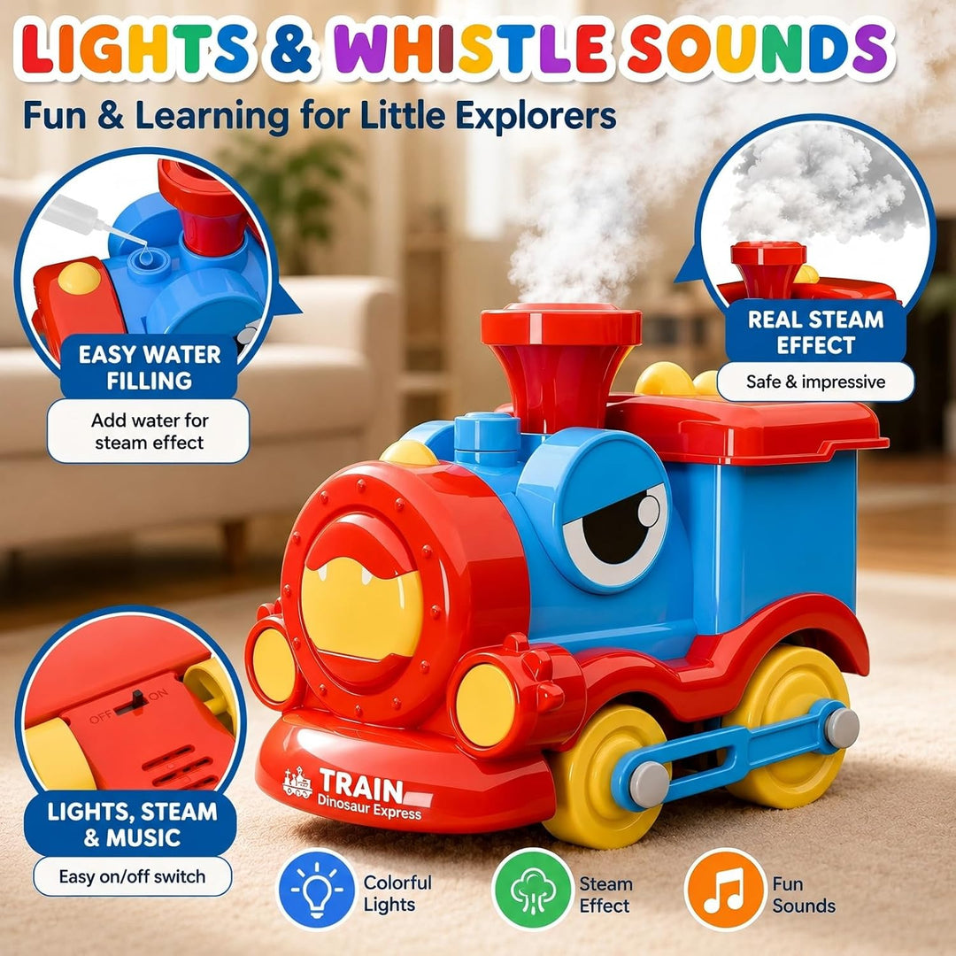 Magnetisches Eisenbahnspielzeug mit elektrischer Lok, Baufahrzeugen, Licht, Musik und kreativen DIY-