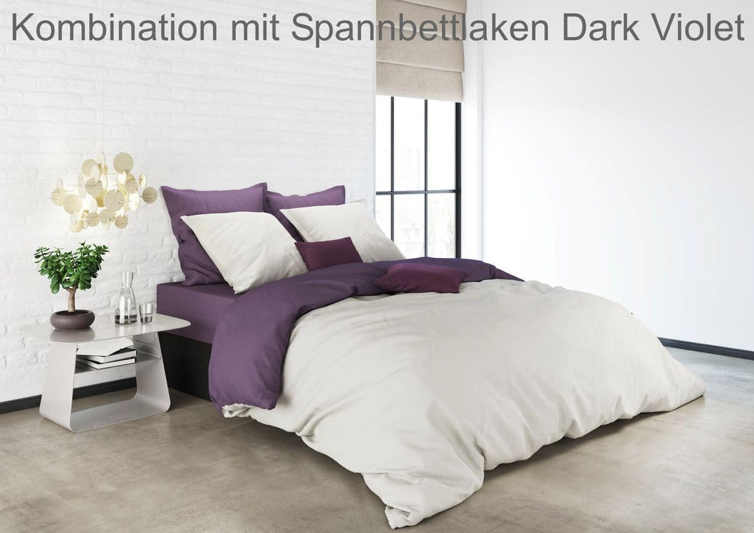 MISTRAL HOME Uni Einfarbig Wende Bettwäsche Edel Perkal 100% Ägyptische Baumwolle, Farbe:Chateau Gre